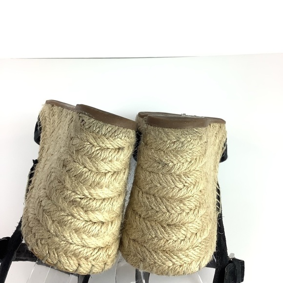 FRANCO SARTO LEATHER ESPADRILLES WEDGE BLACK 9 - Picture 12 of 12